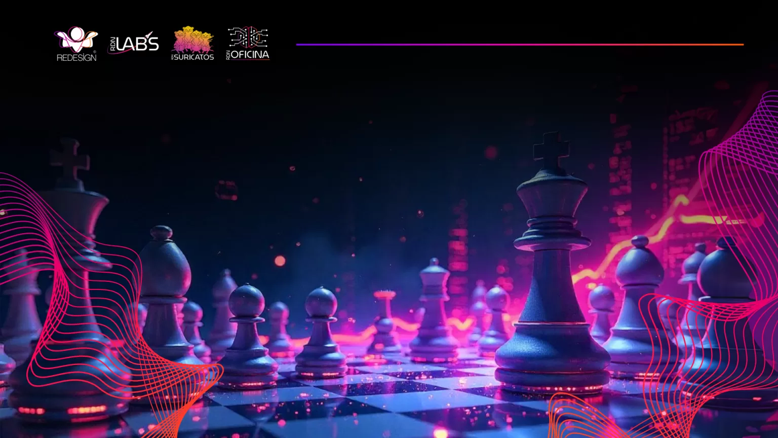 Ilustração digital de um tabuleiro de xadrez futurista se transformando em circuitos, com peças representadas por elementos de inteligência artificial, como peões com chips e uma rainha em forma de IA. Algumas peças caídas simbolizam empresas que não acompanharam a transformação digital. O cenário contrasta um lado sombrio e analógico com outro iluminado por hologramas e luzes neon, representando a era da inteligência artificial. A imagem comunica que, para grandes empresas, IA deixou de ser inovação e passou a ser uma questão de sobrevivência.
