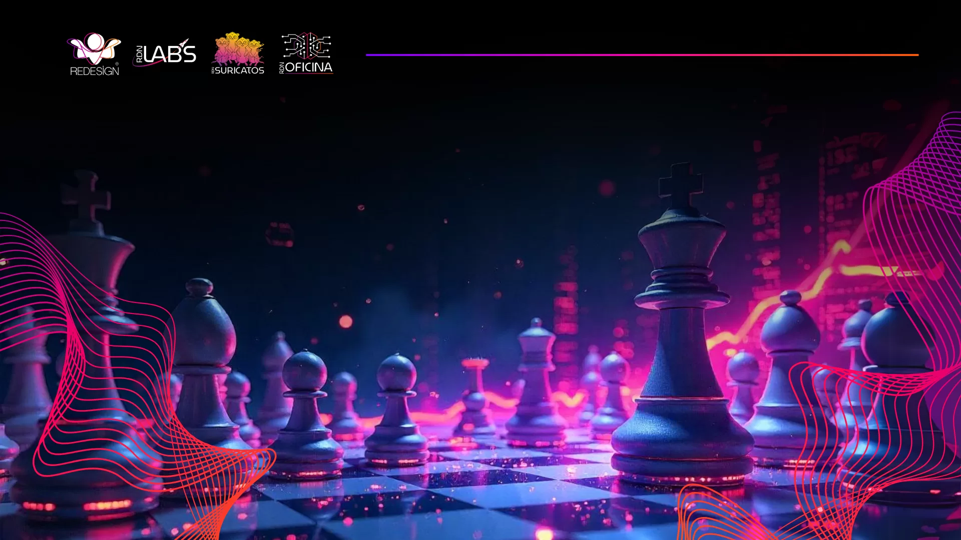 Ilustração digital de um tabuleiro de xadrez futurista se transformando em circuitos, com peças representadas por elementos de inteligência artificial, como peões com chips e uma rainha em forma de IA. Algumas peças caídas simbolizam empresas que não acompanharam a transformação digital. O cenário contrasta um lado sombrio e analógico com outro iluminado por hologramas e luzes neon, representando a era da inteligência artificial. A imagem comunica que, para grandes empresas, IA deixou de ser inovação e passou a ser uma questão de sobrevivência.